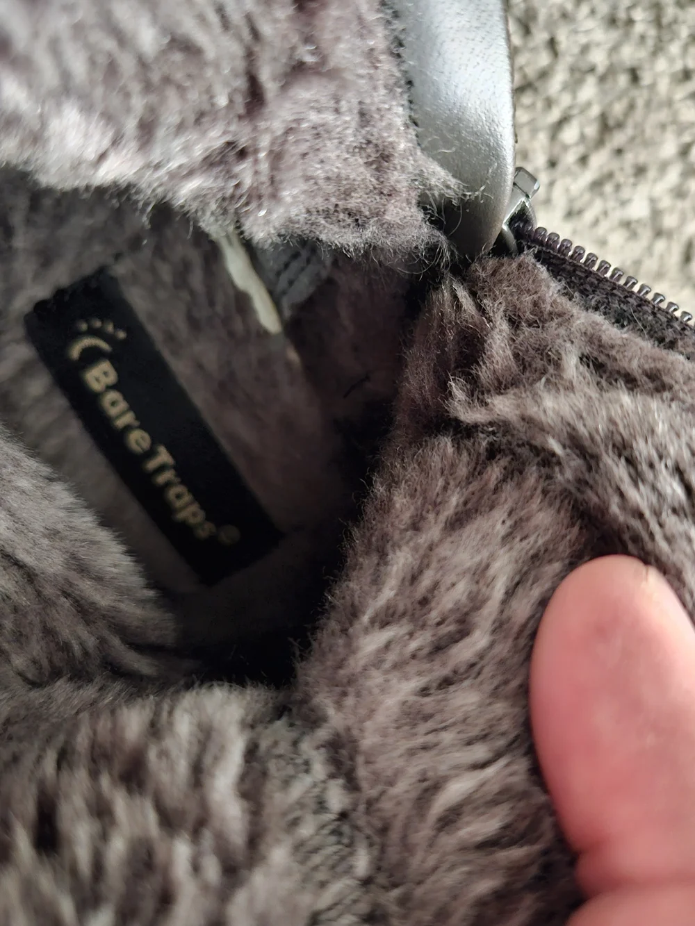 BareTraps Women's 8.5 Gray Faux Suede Faux Fur Tall Winter Boots Side Zip